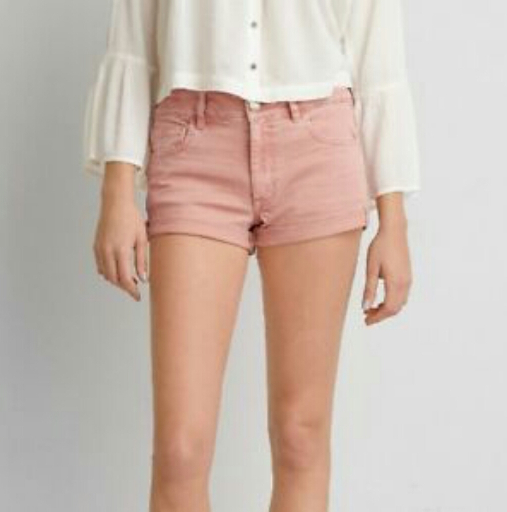 A.E. American Eagle Peach Hi-Rise Shortie Shorts